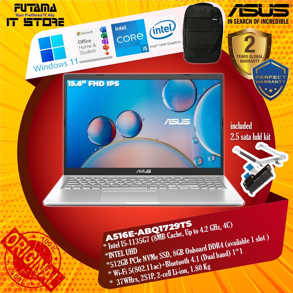 ASUS Laptop 15 A516E ABQ1729TS 15 6 I5 1135G7 8GB RAM 512GB SSD