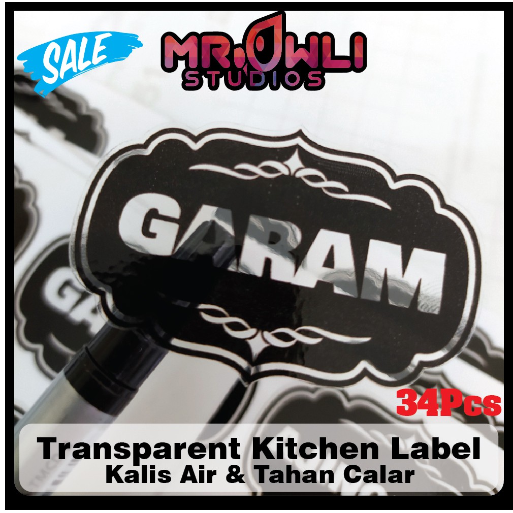 Transparent Sticker Label Dapur Kalis Air Tahan Calar ...