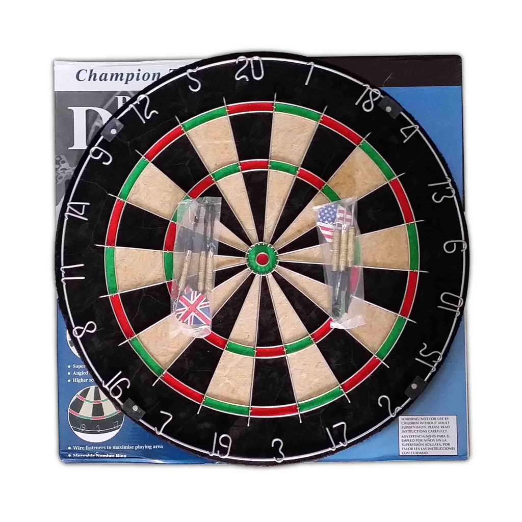 CHAMPION Tournament Bristle Dartboard Dart board with Dart Arrows
