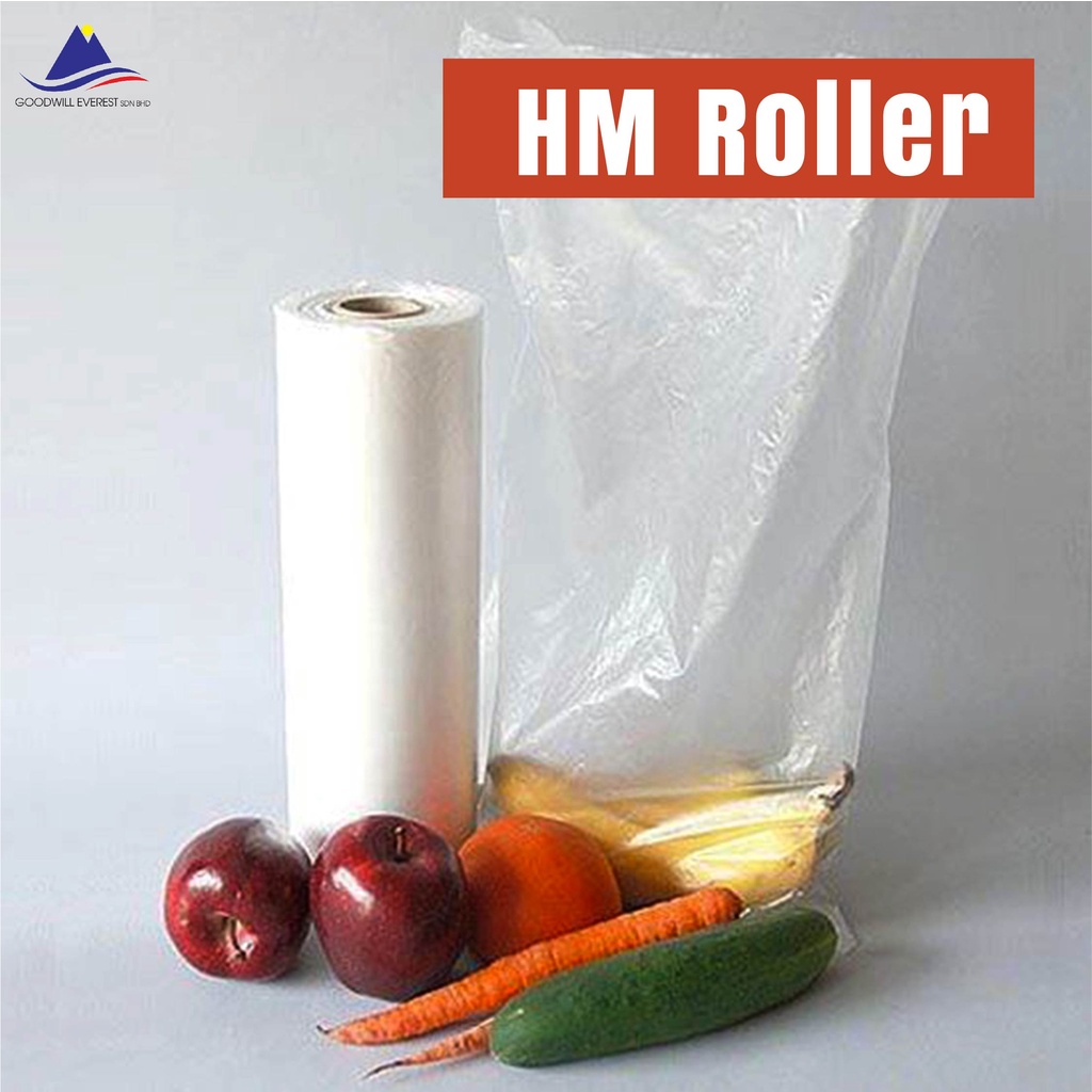 HM Roller Disposable Plastic Bag Roll for Groceries, Supermarket