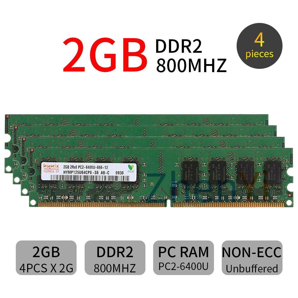 8gb Kit Crucial 4x 2gb 2rx8 Pc2 6400u Ddr2 800mhz Dimm 240pin Desktop Memory Ram Computer Components Parts Memory Ram