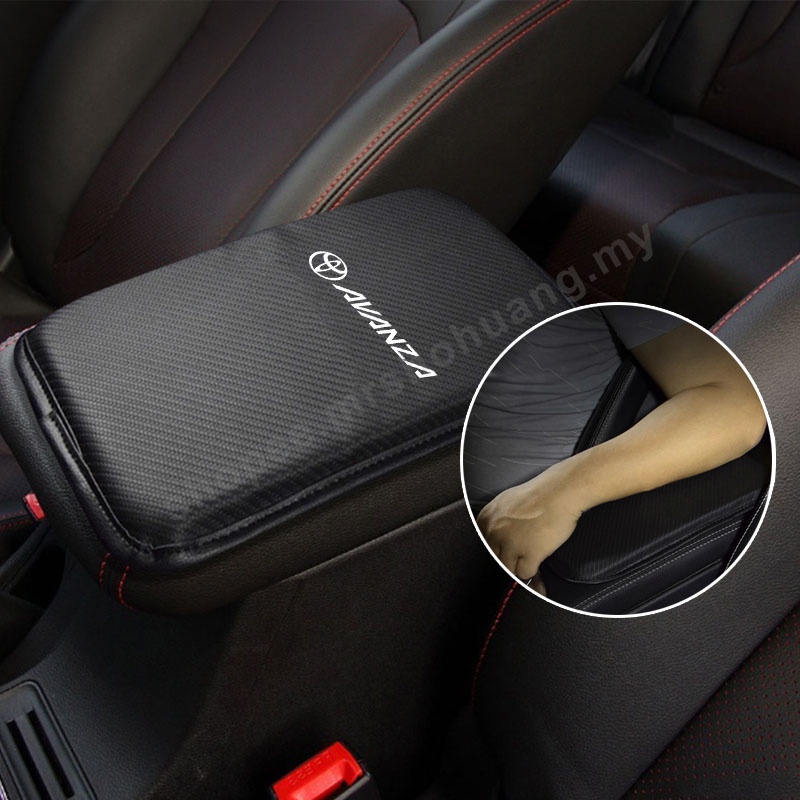 Car Armrest Cover Pad For Toyota Avanza Accessories Carbon Fiber Leather Auto Center Console