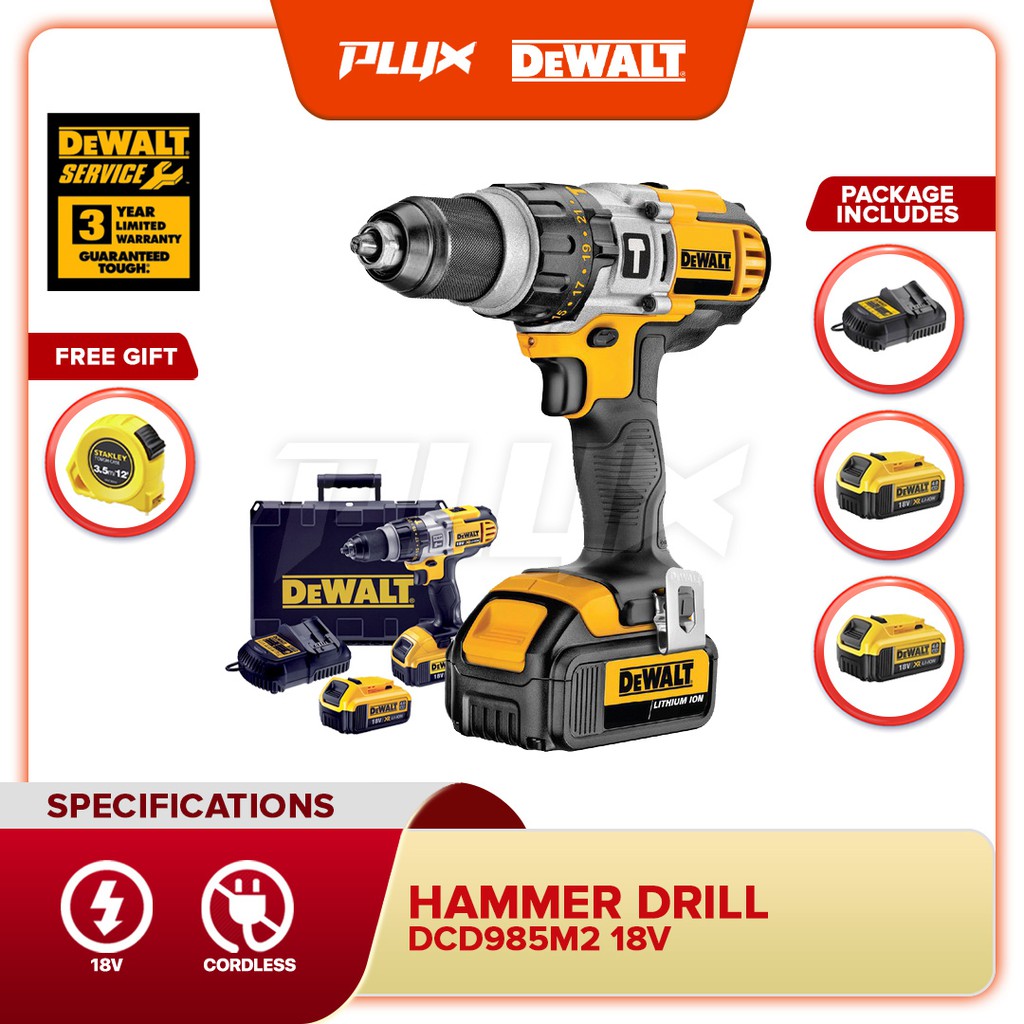 DEWALT DCD985M2KR 18V XRP Cordless Premium Hammer Drill Driver With