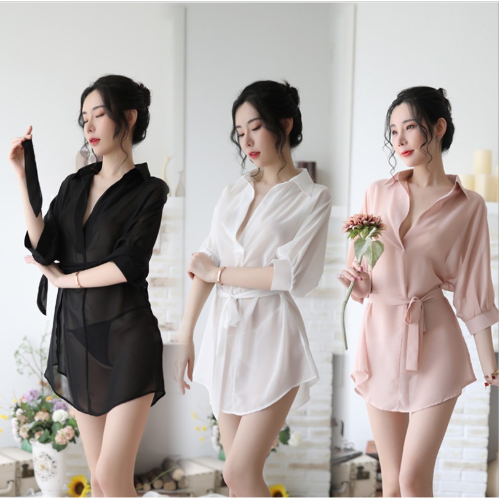 ?Ready Stock?Women Nightwear Transparent Shirt Sexy Dress Lingerie Sleepwear baju tidur seksi