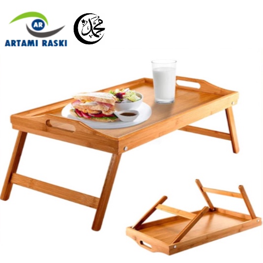 MEGA SALESimple Bamboo Mini Household Food Bed Tray Desk Foldable Wooden Breakfast Table