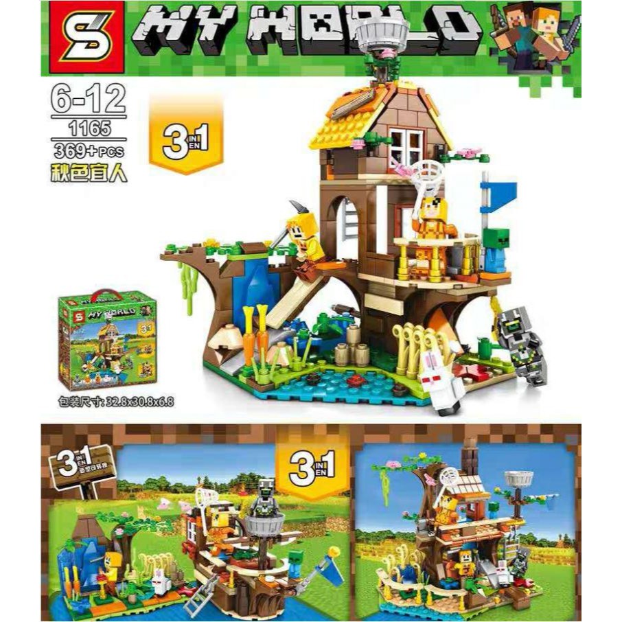 Lepin Toys Compatible Lego Minecraft Tree House Building Blocks Sy1165 My World Bricks With Minifigures 369pcs Kids Toys Shopee Malaysia