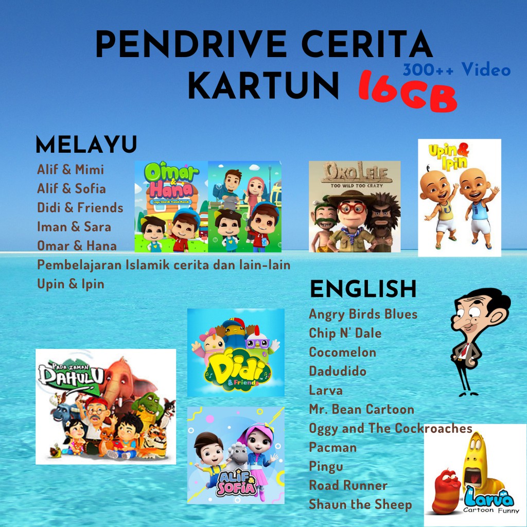 Pendrive Video Dan Cerita Kartun Kanak Kanak Lagu Pembelajaran Anak Kecil Shopee Malaysia