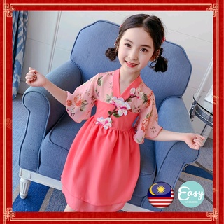 EASY WEARHOUSE Summer Girls Chinese Style CNY Half Backless Embroidered Flowery Dress