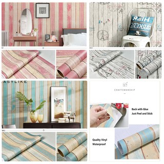 Retro style Wallpaper self adhesive PVC Waterproof  home 