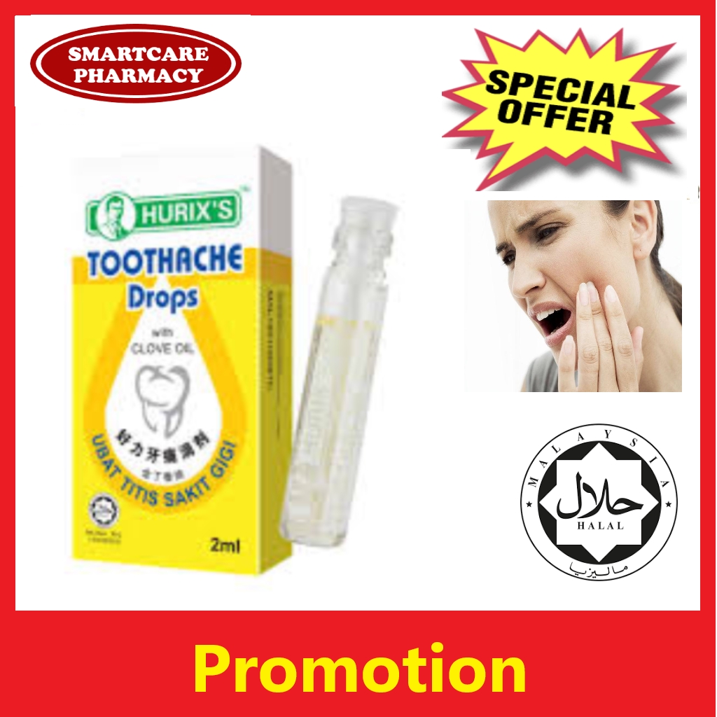 Hurixs Toothache Drops With Clove Oil 2ml X 1 Unit Shopee Malaysia