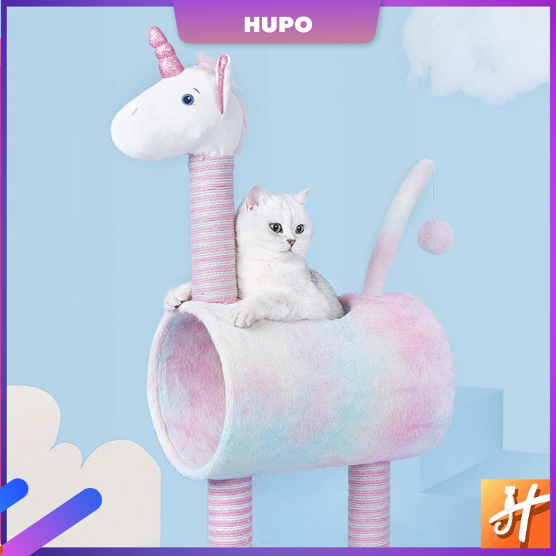 Cat kitten tree climb scratch play house bed toy unicorn | Mainan