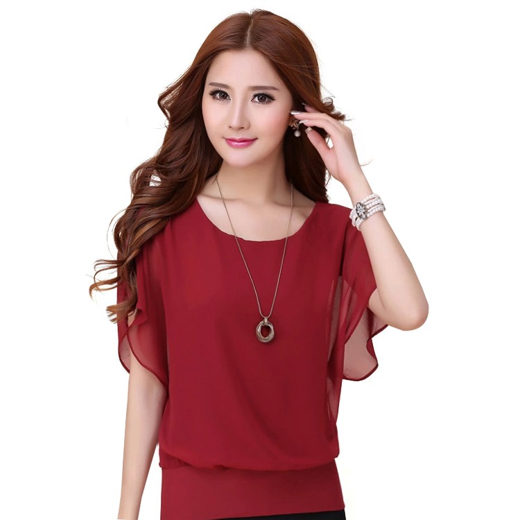 red chiffon blouse plus size