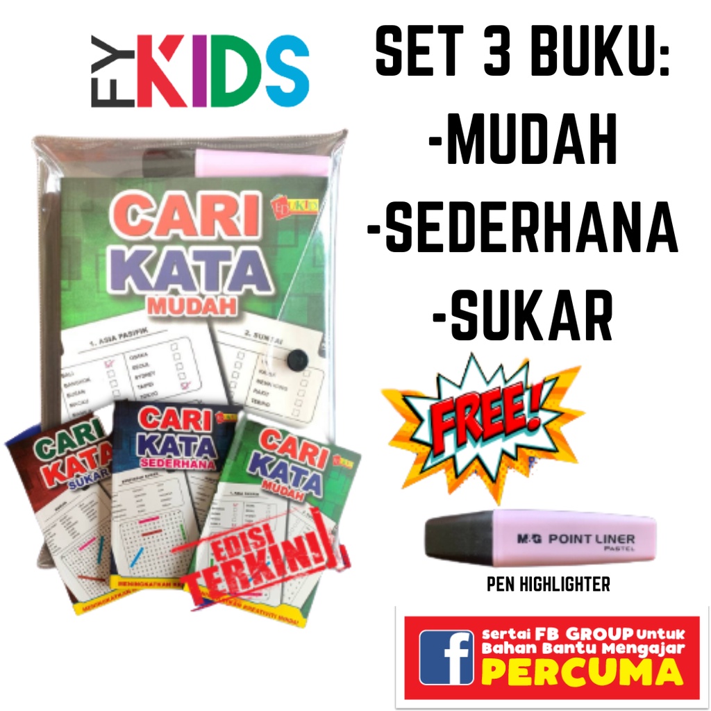 Buku-CARI KATA(3 BUKU)-Buku Cari Kata-Cari Kata-Word Search-Books-Suku ...