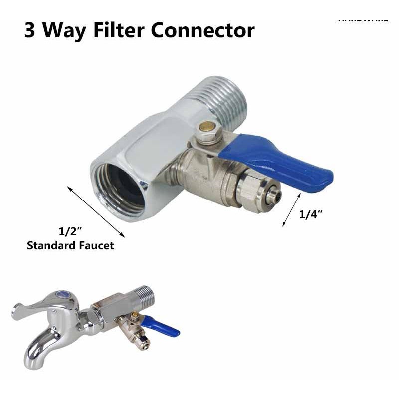 Water Filter Dispenser / 3 way Water Filter Adapter / 1/2" Adapter to 1