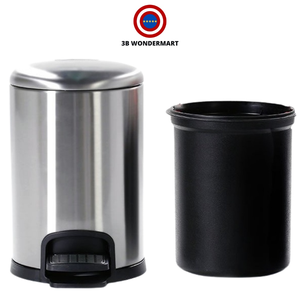 Stainless Steel Pedal Step Rubbish Bin 8L/12L Dustbin Kitchen Trash Bin ...