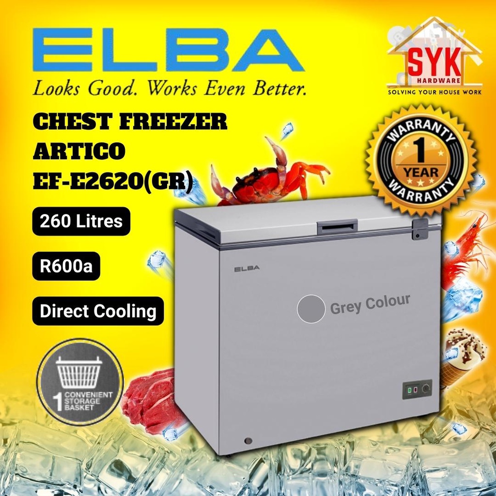 SYK ELBA Chest Freezer Storage 260 Litres ARTICO EFE2620(GR) Frezer