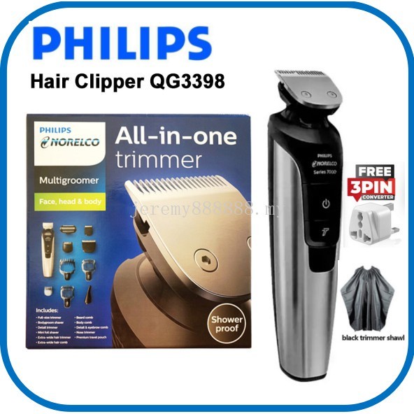 Philips QG3398/49 Electric Shaver Norelco Series Multifunction Hair Clipper  Rechargeable Trimmer Waterproof 100-240V for Men | Shopee Malaysia