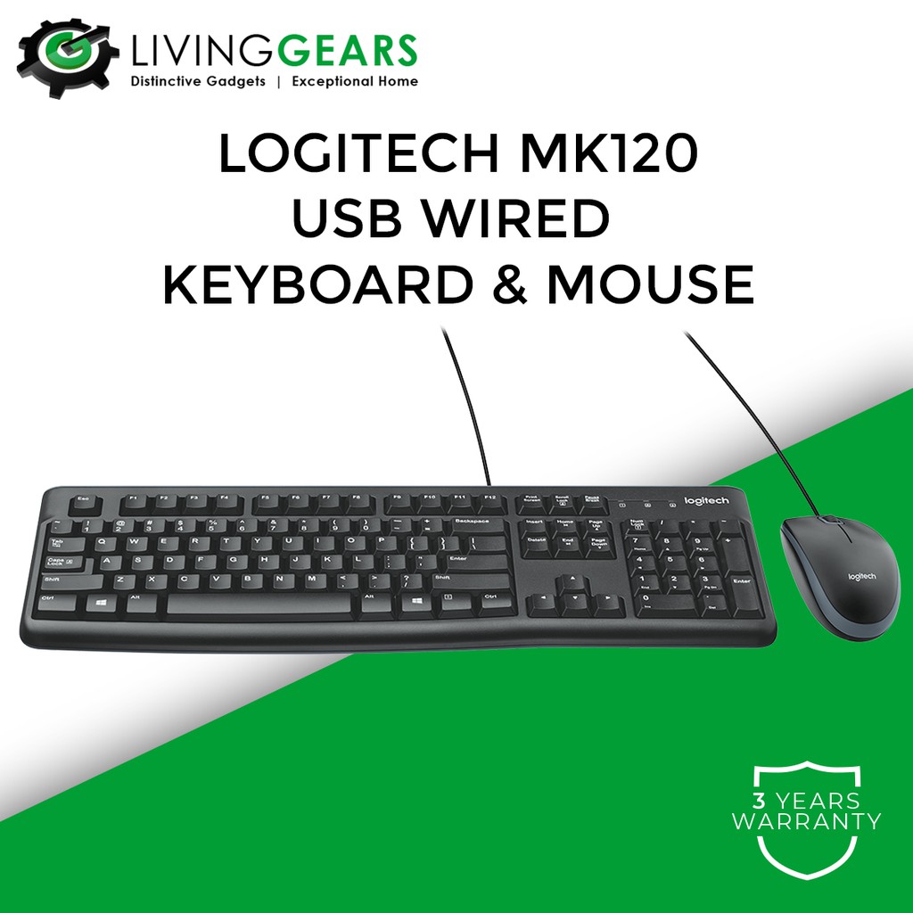 Logitech MK215/MK120 USB Wired Classic Combo Desktop Keyboard & Mouse ...