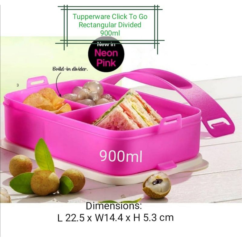 ✳️Tupperware Click To Go Rectangular Divided (900ml) ✳️