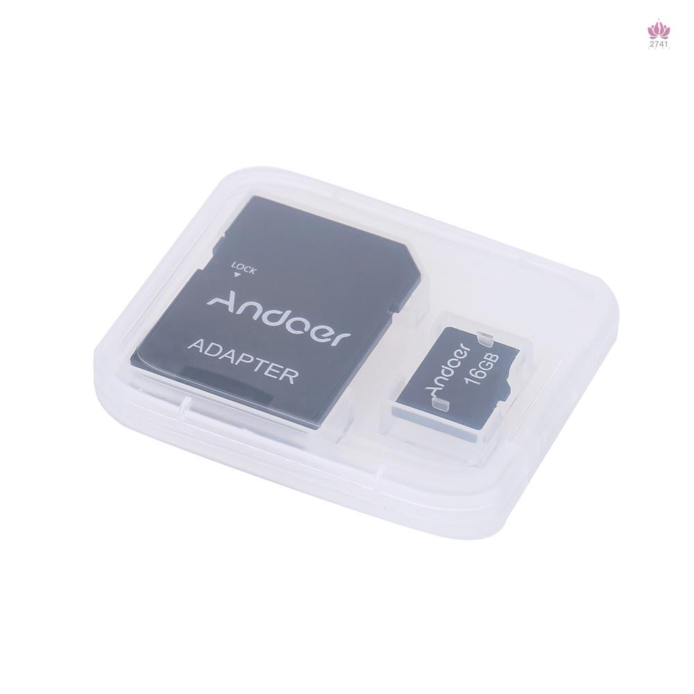 Andoer 16GB Class 10 Memory Card TF Card + TF Card Adapter for Camera