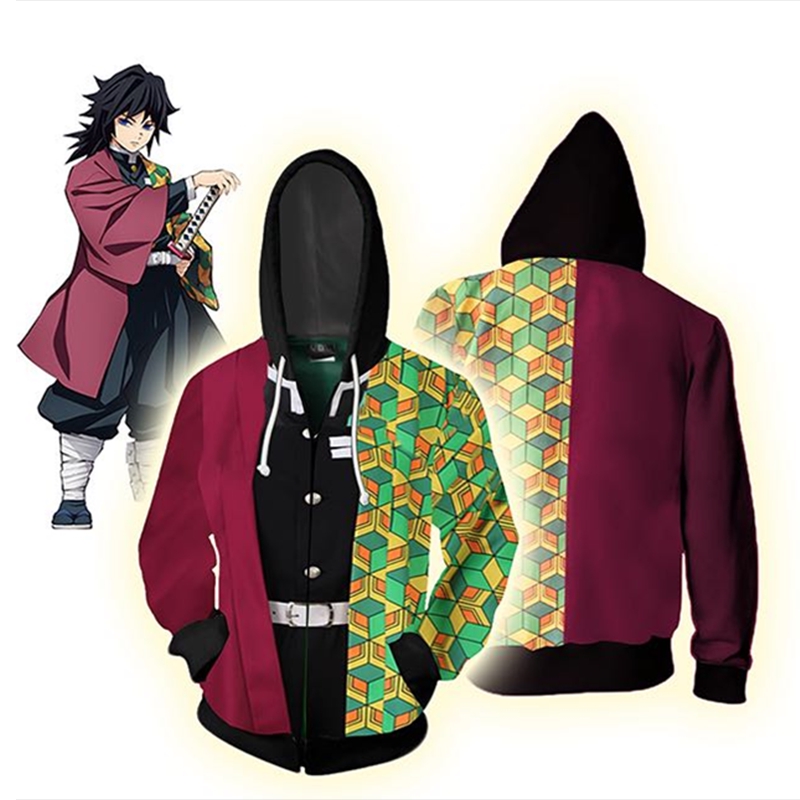 Anime Demon Slayer Kimetsu No Yaiba Men Hoodie Cosplay Costume Tomioka Giyuu Zipper Jacket Hoodie Shopee Malaysia