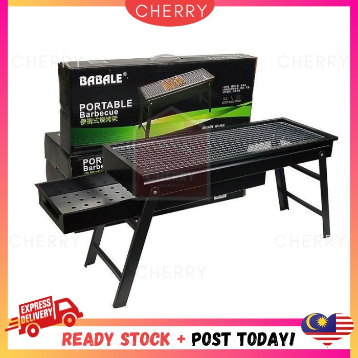 CHERRY BBQ 60cm charcoal camping bbq grill outdoor barbeque set portable bbq outdoor picnic camp foldable bbq stand