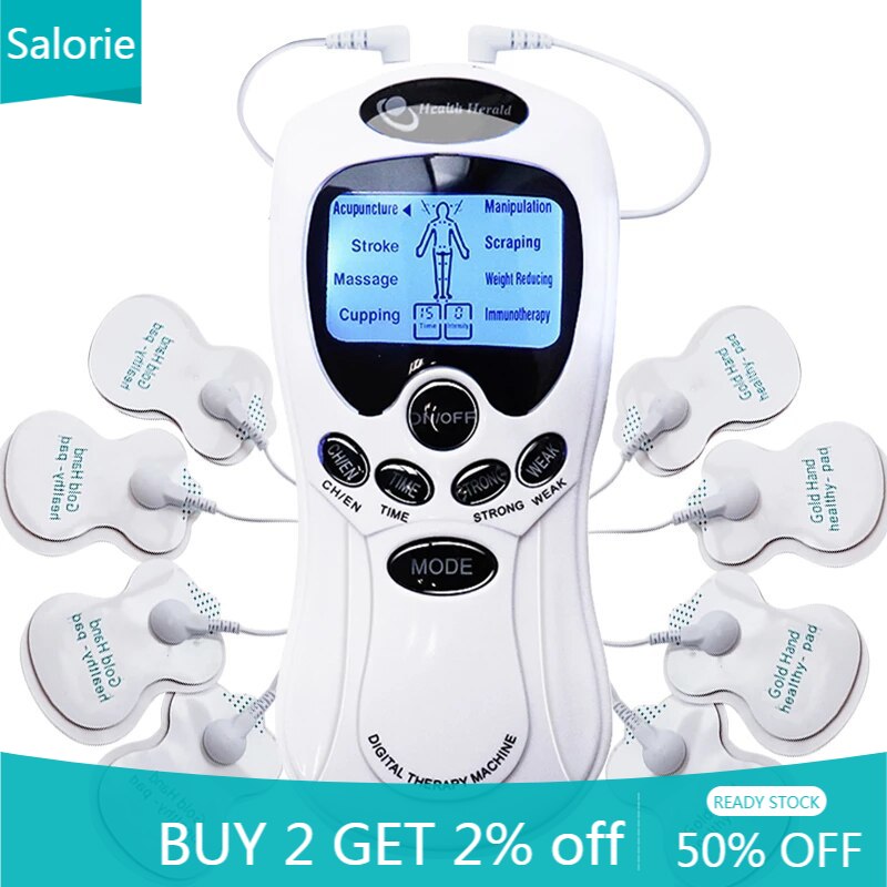 Salorie 8 Modes Pulse Tens Digital Body Massage Back Neck and Health Care Acupuncture Machine,Therapy Stimulator Electrode Pads Stimulate Massager