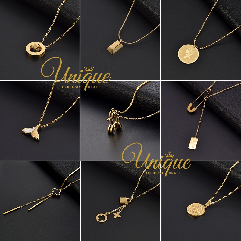 Unique Unisex Necklace Pendant Men Women Insta Hot Fasion Chain Rantai Leher Loket Zicron Jewelry