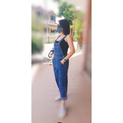 [Mega Sale] Fashion Men/Women Denim Boyfriend Overalls Casual Jumpsuit, SUPER CUTE VINTAGE OLD NAVY BLUE JEANS FULL LENG