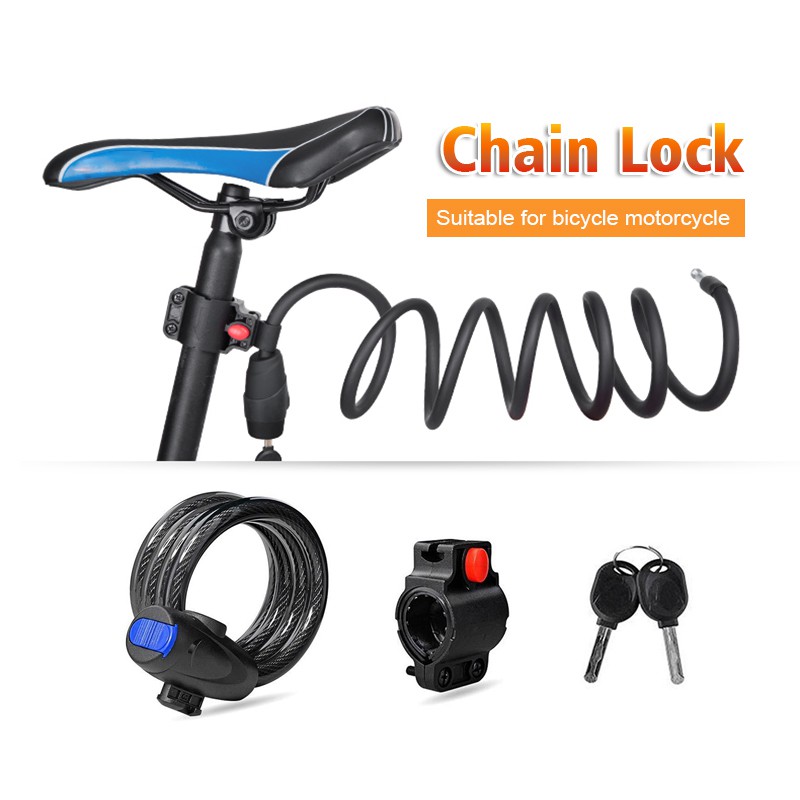 [Local Seller] Bike Locker Universal Anti-Theft Locks 1m Long Steel Cable Coil Security Spiral Lock Bicycle Bikes Lock B