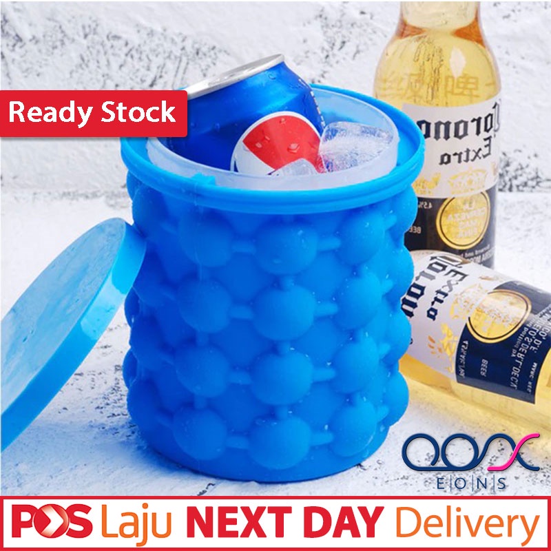 ANTI LEAK Silicone Ice Cube Maker Tray Portable Bucket Cooler Beverages Freeze Space Saving Kitchen Tools