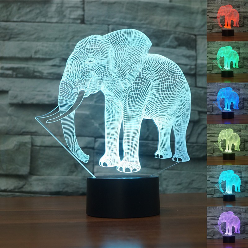 Big Elephant 3D Night Light 7 Colors Gradient Novelty Gift USB LED Table Lamp Acrylic Home Decor