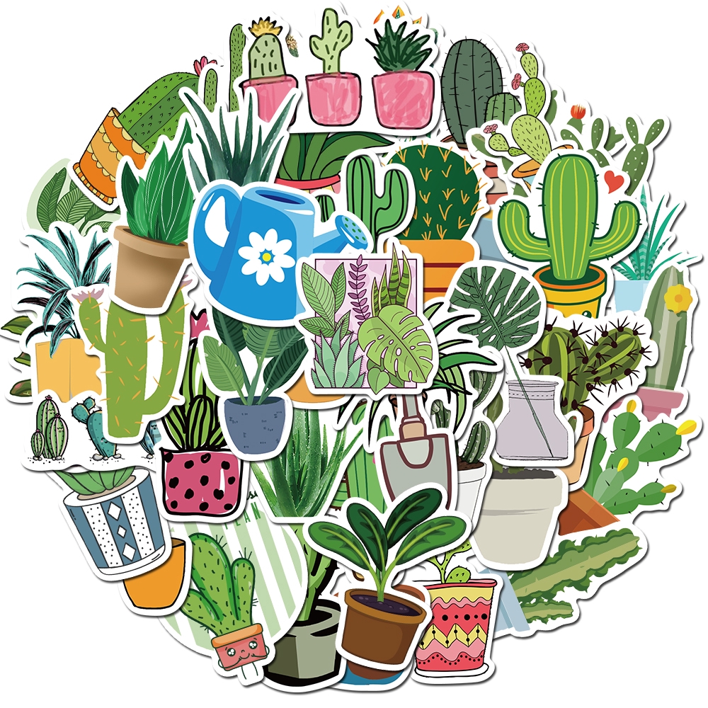 45pcs/pack Plant cactus Stickers DIY decorative Sealing Scrapbooking stickers 