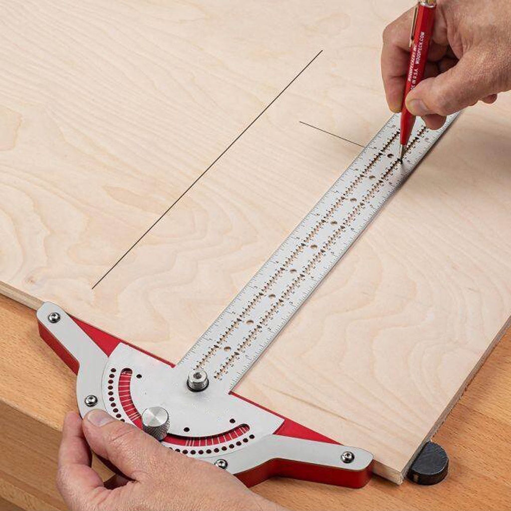 Hardware DIY Woodworkers Edge Rule Adjustable Angle Protractor Two Arm Woodworking Ruler Measure Tool Engineering/Sch... - Image 5