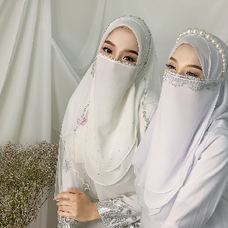  PURDAH  NIKAH 2 LAYER PURDAH  AKAD PUTIH PURDAH  LACE PURDAH  