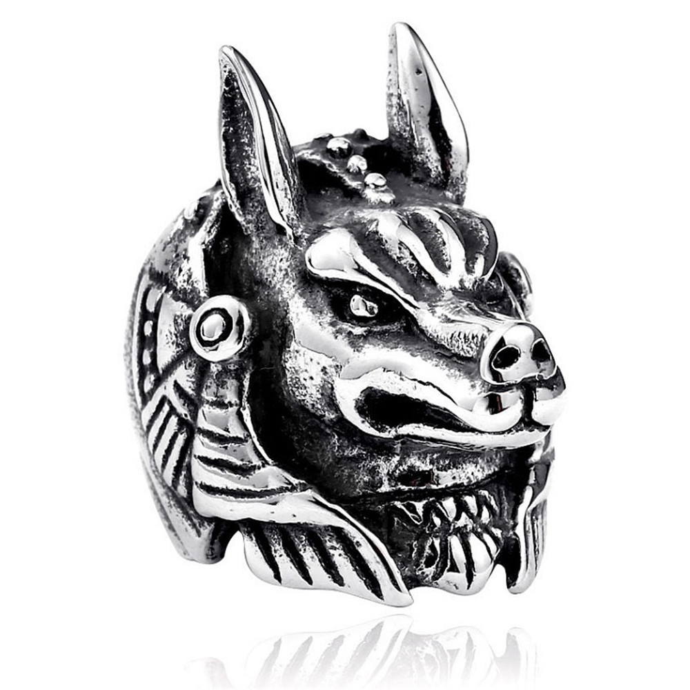 Anello animale punk retrò Lucertola Leone Faraone Cane Anello regolabile misura aperta_voghion.com