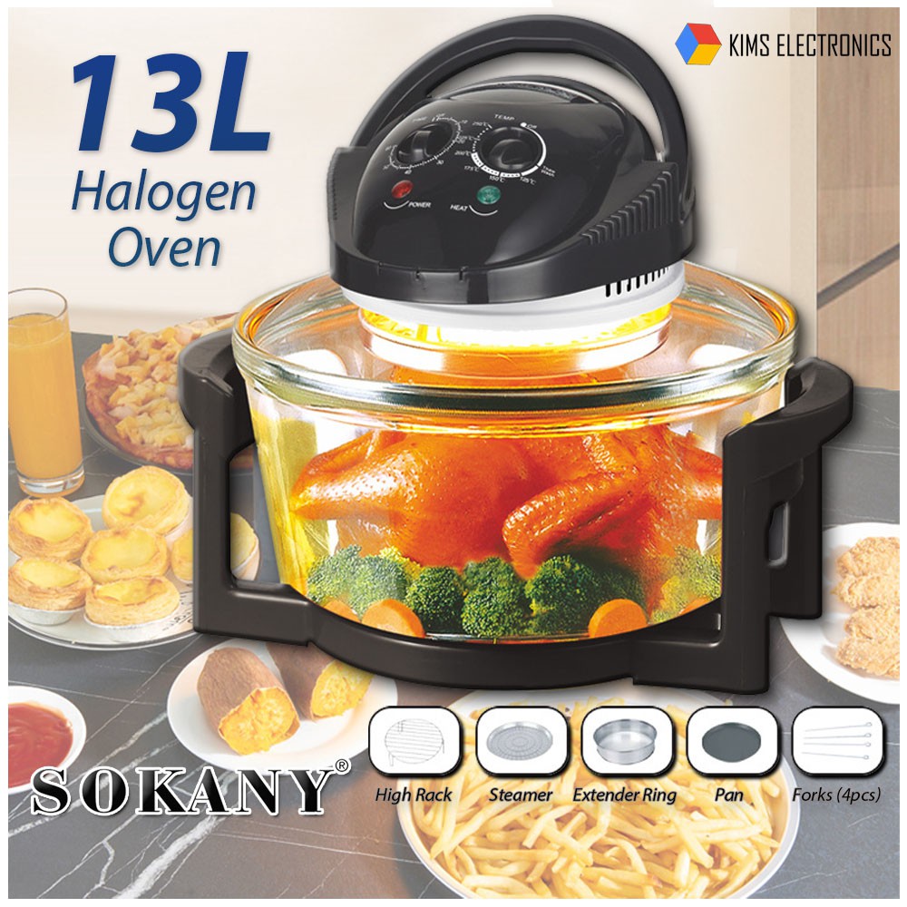 SOKANY SK-560 13L Halogen Oven Glass Oven Bowl Air Fryer Oven Toaster Cooker  Oven Kitchen Cooking Oven Grill | Shopee Malaysia