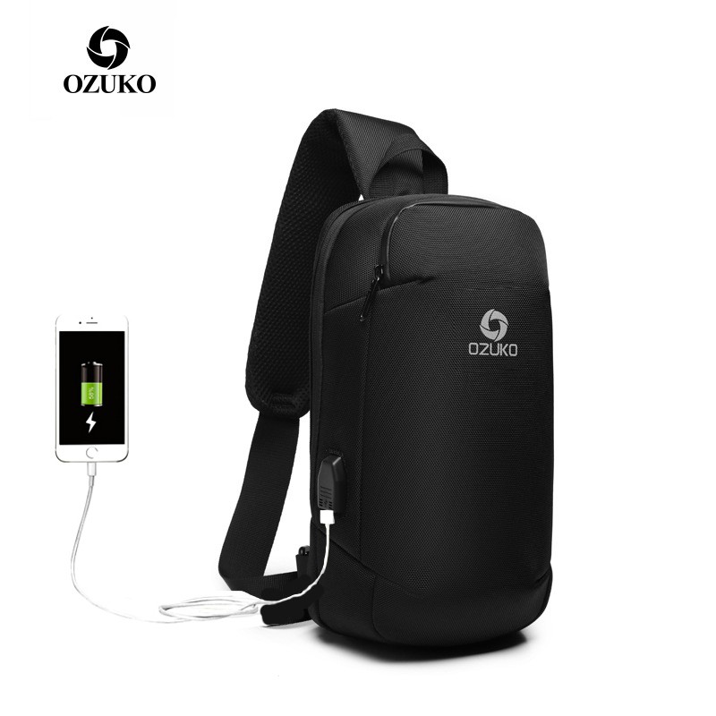 OZUKO New Anti-theft Chest Bag Multi-function Travel Sling Shoulder Bag USB bags | Shopee Malaysia