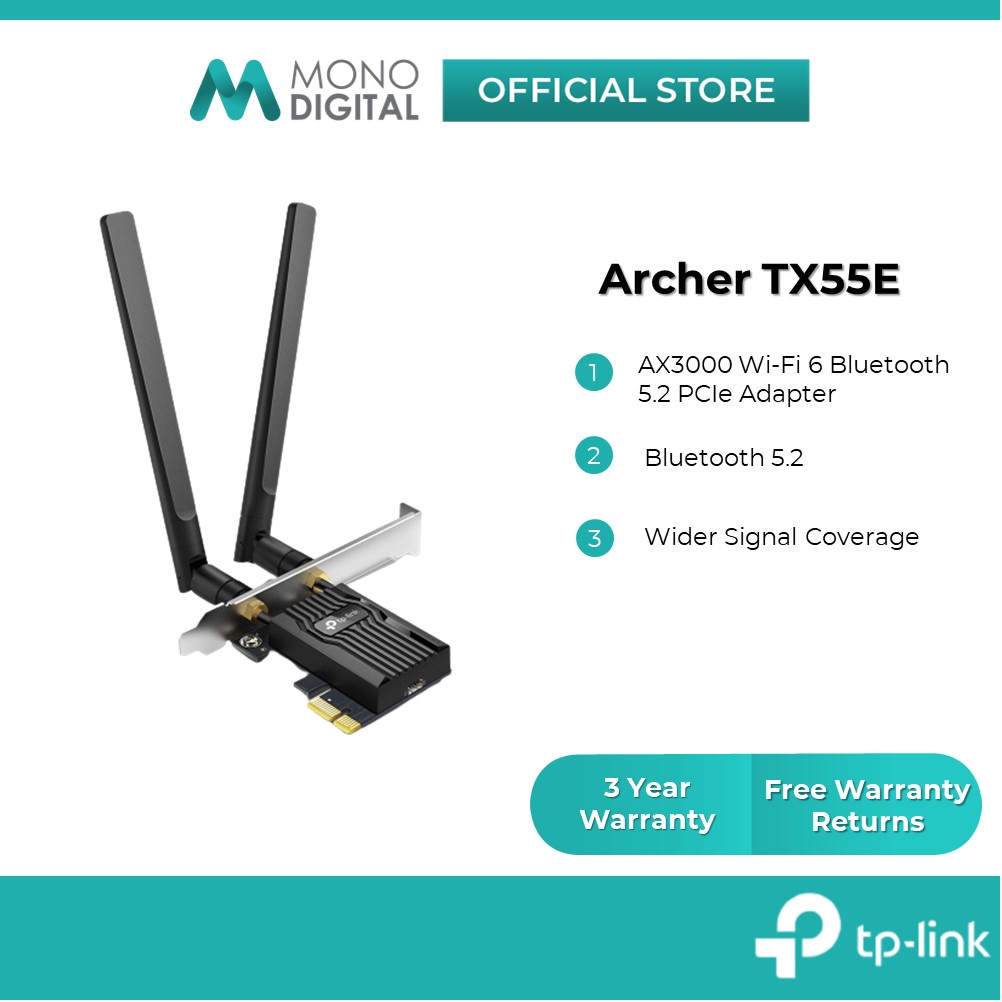 TPLink Archer TX50E / TX55E AX3000 Wifi 6 Bluetooth 5.2 PCIe Adapter