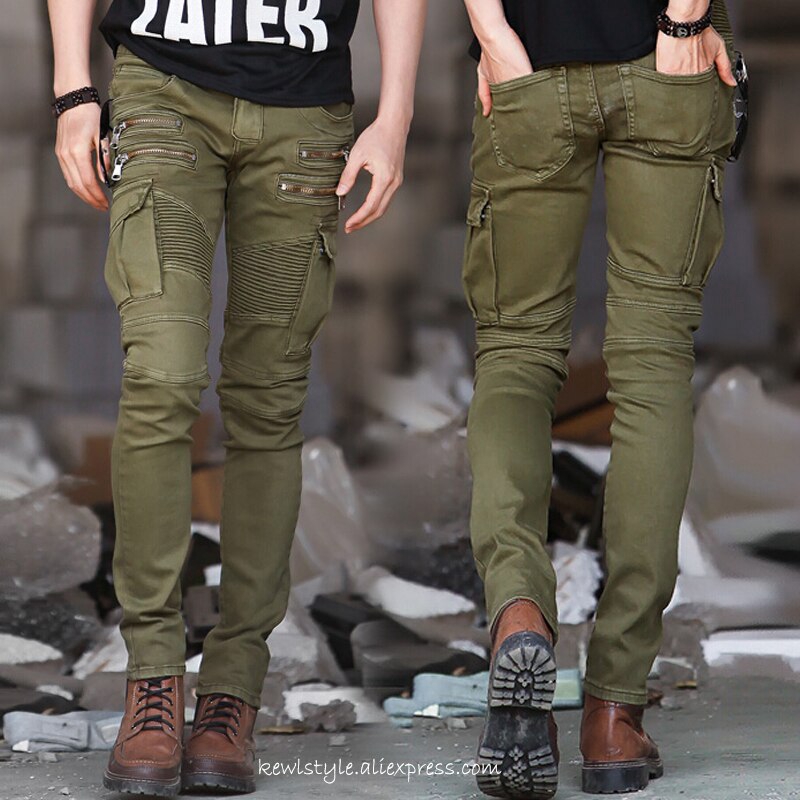 military colour jeans