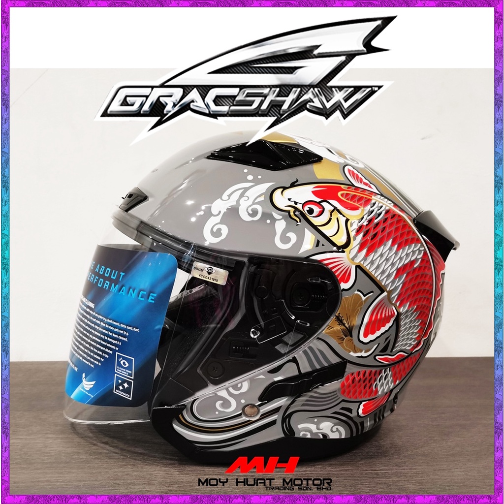 100 Original Gracshaw Double Visor Helmet GENNEX G535 Helmet with Sirim / GENNEX KOIBITO IKAN