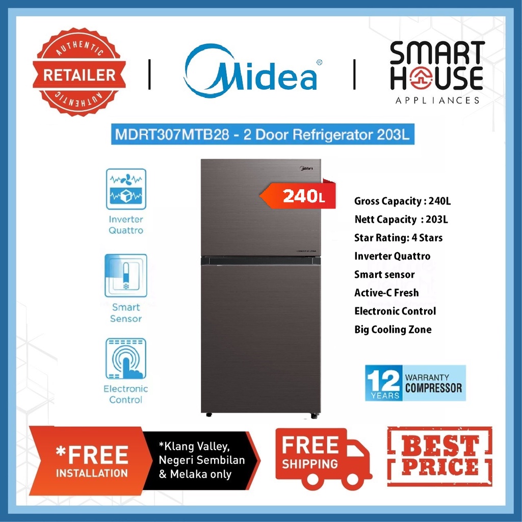 FREE SHIPPING !! Midea 240L SAVE ELECTRIC FridgeMDRT307 PETI ICE Shopee Malaysia