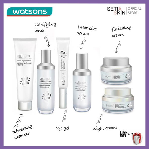 Collagen By Watsons White Regeneration Toner Cleanser Eye Gel Serum Night Cream Finishing Cream Shopee Malaysia