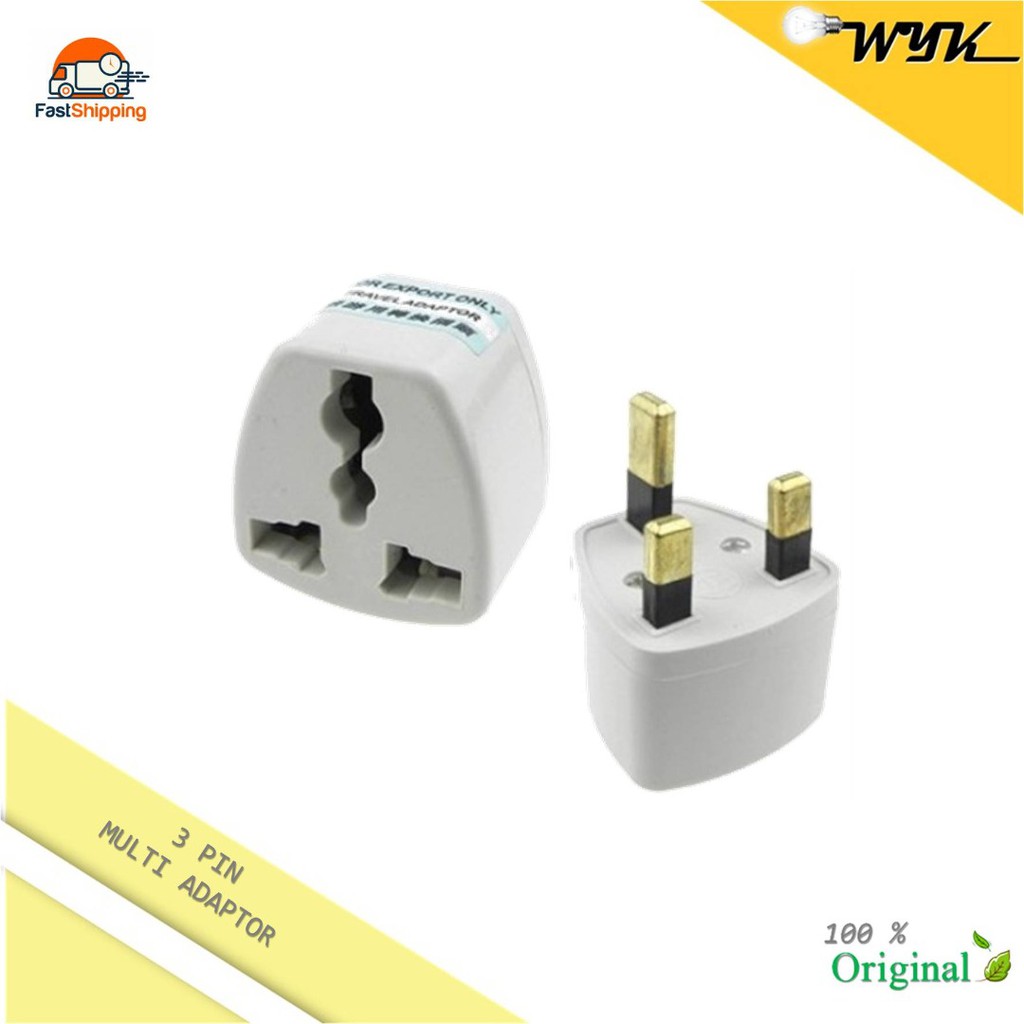 Universal 3 Pin Plug Adaptor 2 Pin US EU CHINA Multi Pin To Malaysia 3
