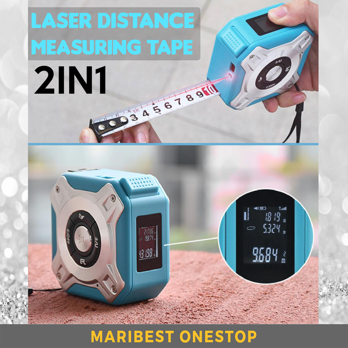 2in1 Laser Dinstance Measuring Tape Distance Tape 5M + Laser 40M Measurer Meter Range Finder Infrared Laser