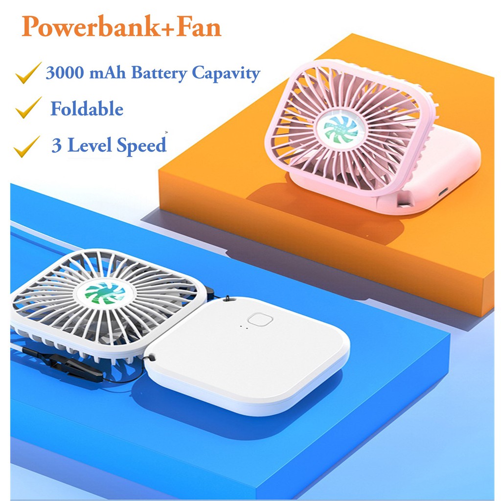 Fan+Powerbank 2in1 Portable Mini Handheld Foldable Fan With Power Bank