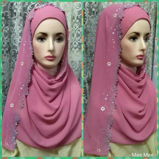 Shawl Heavy chiffon zig zag  design tabur bunga  sakura 