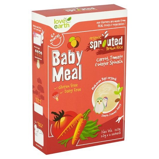 Love Earth Organic Sprouted Brown Rice Baby Meal Carrot, Tomato & Water