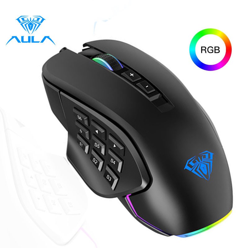 AULA H510 Wired Gaming Mouse with 9 Side Buttons 6 Gear DPI up to 10000 Optical Engine Computer