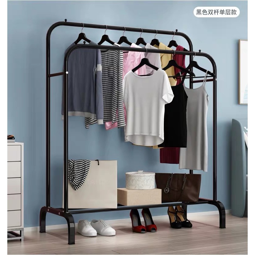 Single Double Clothes Rack Laundry Cloth Rak  Baju  Hanging 